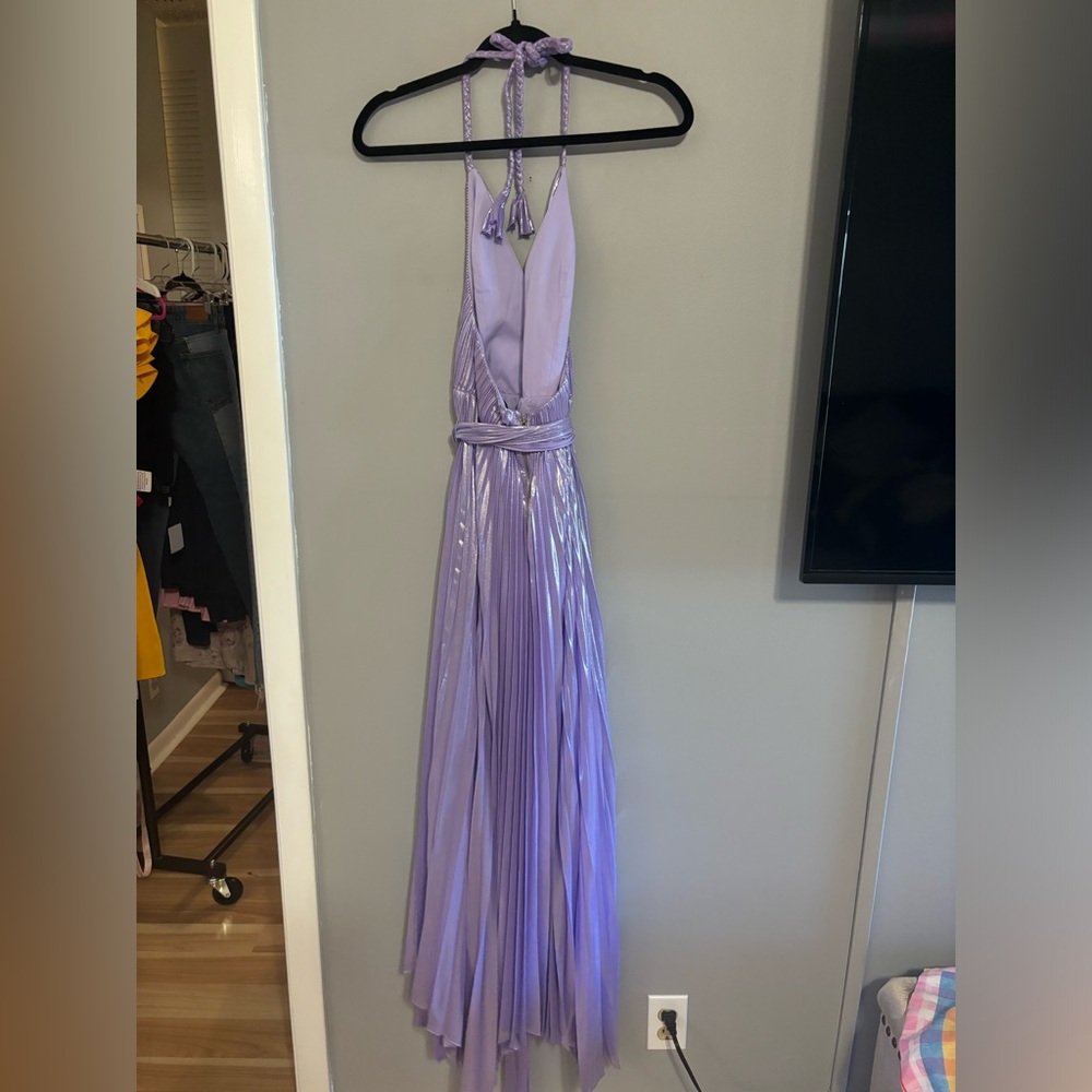 Alice + Olivia Arista Halterneck Accordion Pleat Maxi Dress in lavender Size 2 - Picture 12 of 12